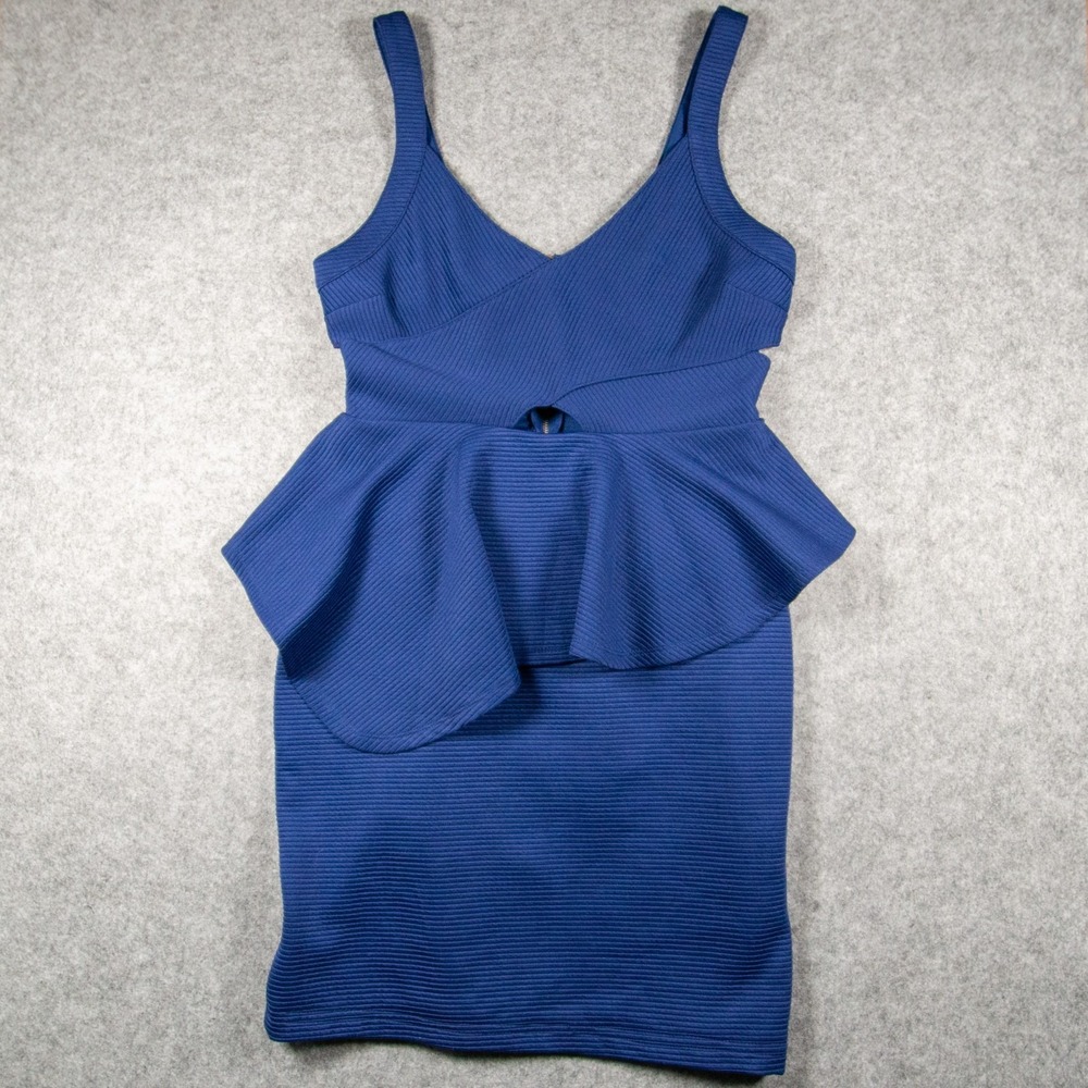 Material Girl Royal Blue Peplum Bodycon Dress Sz M